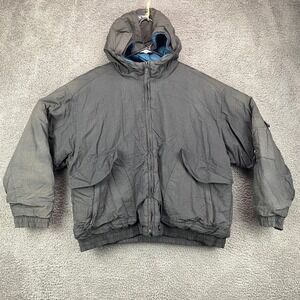 TOMA Vintage Hooded Jacket Mens L‎ 14-16 Black Puffer Bomber Nylon
